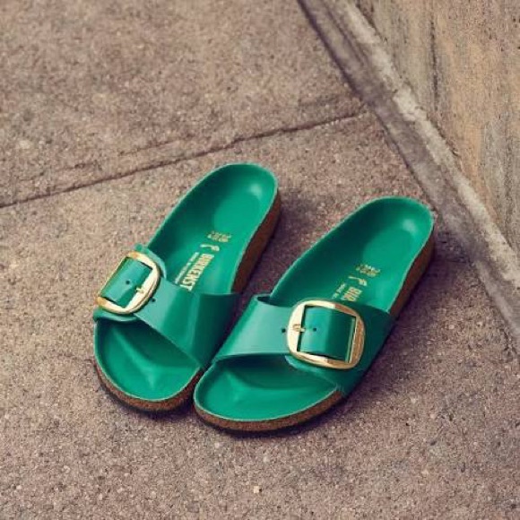 Birkenstock Shoes - BIRKENSTOCK MADRID BIG BUCKLE SANDALS HIGH SHINE DIGITAL GREEN 41 EU 10 US